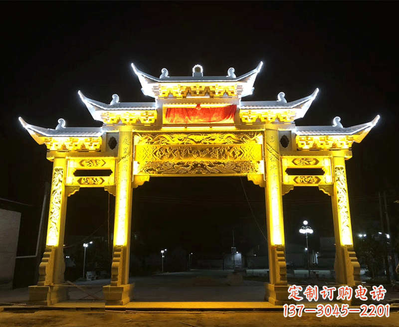 荆州石雕古代牌坊云头柱