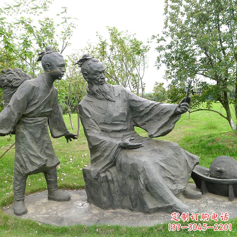 荆州八大山人情景雕塑-中国明末清初知名画家朱耷公园情景小品