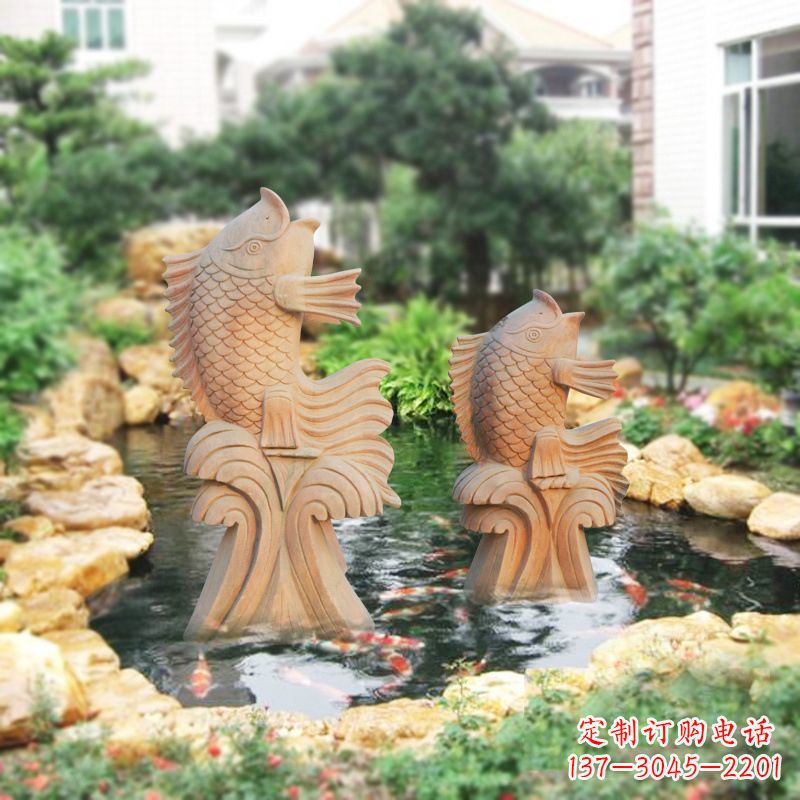 荆州别墅庭院吉祥招财石雕鱼喷泉雕塑