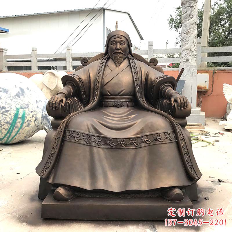 荆州成吉思汗玻璃钢仿铜雕塑