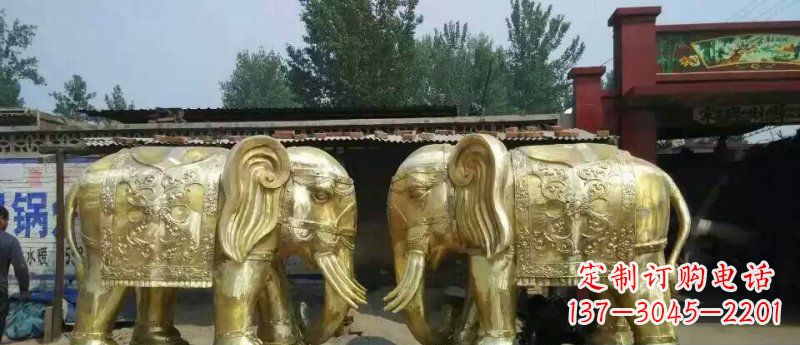 荆州玻璃钢大象雕塑仿铜雕塑的精美之作