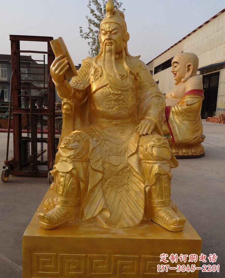 荆州玻璃钢仿铜关公读春秋