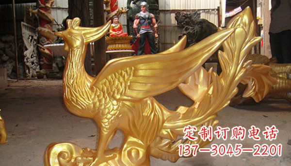 荆州玻璃钢凤凰仿铜动物雕塑传承传统文化