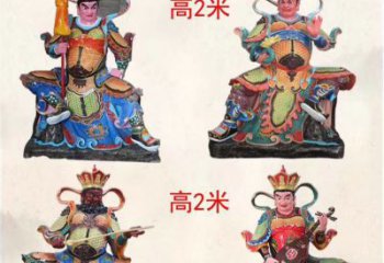 荆州玻璃钢彩绘四大天王雕塑宏伟壮观的艺术珍品