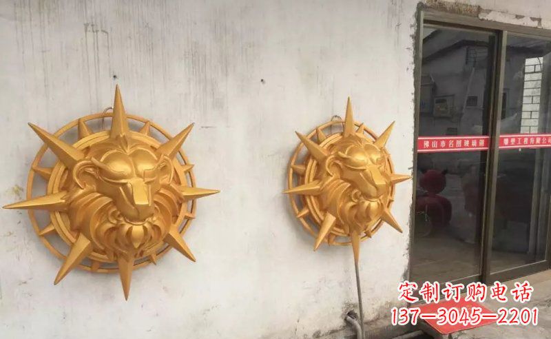 荆州玻璃钢狮子头雕塑——精美景观装置