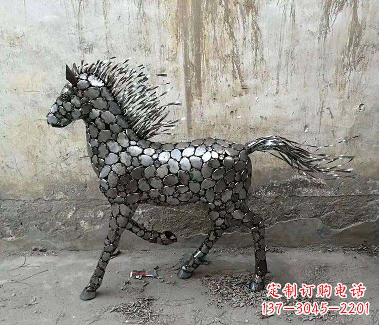 荆州不锈钢奔马动物雕塑
