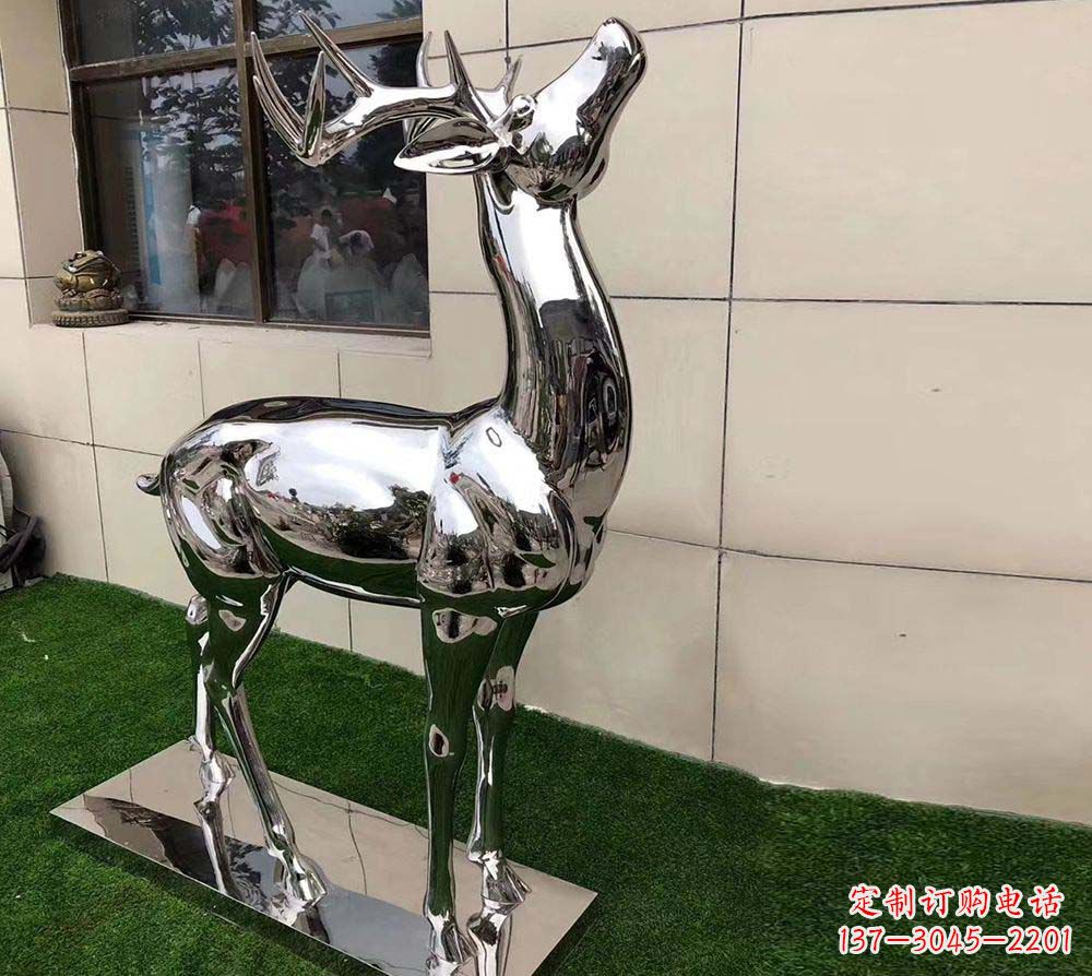 荆州不锈钢别墅镜面小鹿雕塑