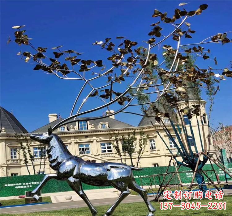 荆州不锈钢梅花鹿雕塑精美而又经久不衰