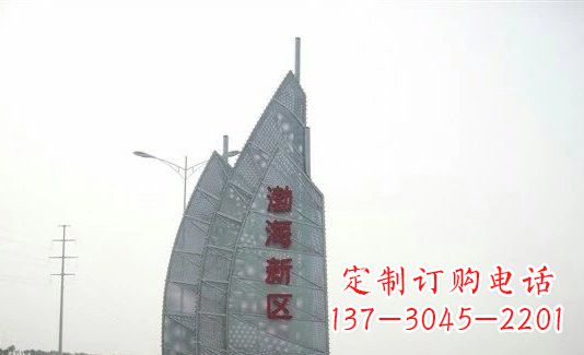 荆州渤海新区精美不锈钢船帆雕塑