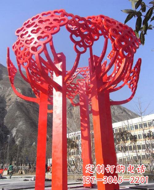 荆州不锈钢抽象心形树叶大树雕塑