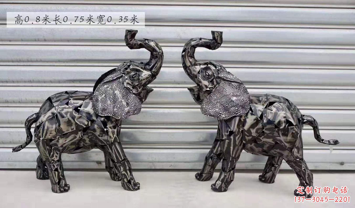 荆州不锈钢大象雕塑精美的摆件装饰