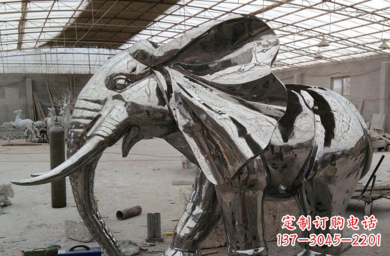 荆州不锈钢大象广场动物雕塑