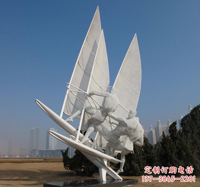 荆州不锈钢大型帆船雕塑海洋精神的象征