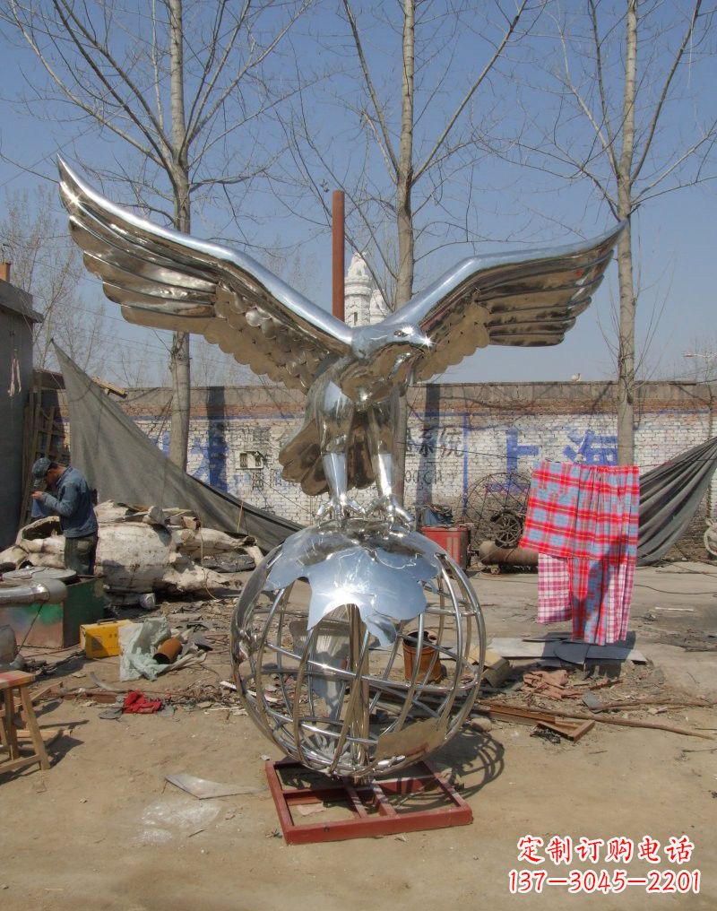 荆州老鹰雕塑不锈钢大展鸿图