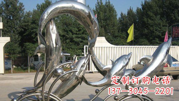 荆州不锈钢动物海豚雕塑 (2)