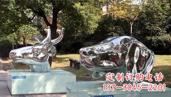 荆州动物十二生肖头像不锈钢雕塑