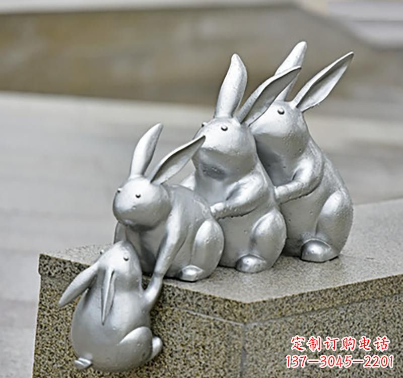 荆州不锈钢动物园林兔雕塑