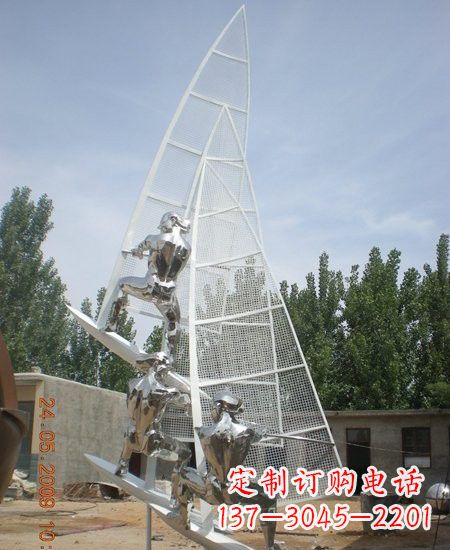 荆州海上航行不锈钢帆船雕塑