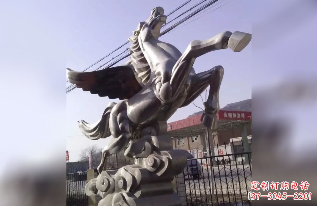 荆州不锈钢飞马雕塑_2