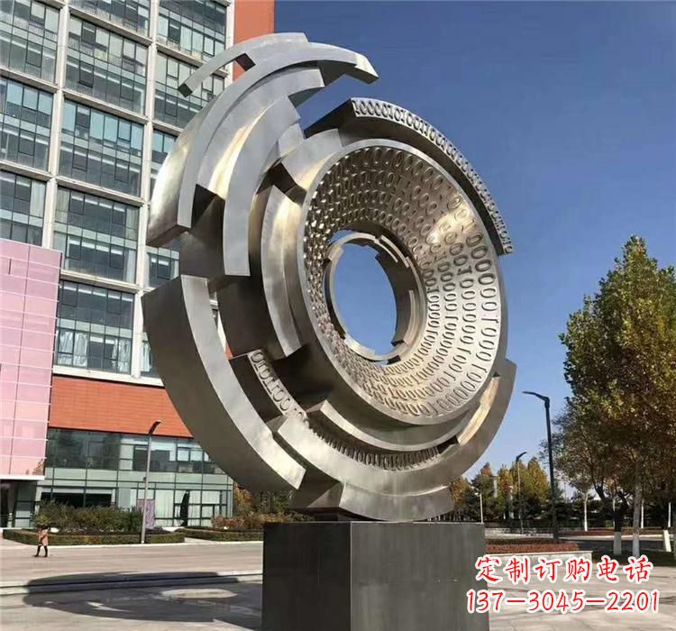 荆州不锈钢齿轮雕塑流动的美丽