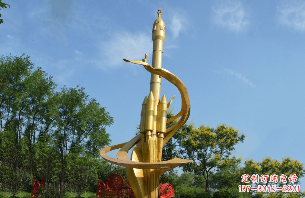 荆州火箭飞向蓝天不锈钢火箭广场景观雕塑