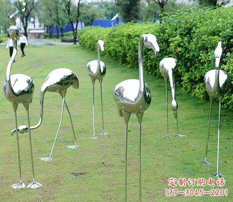 荆州不锈钢火烈鸟雕塑美丽的艺术杰作