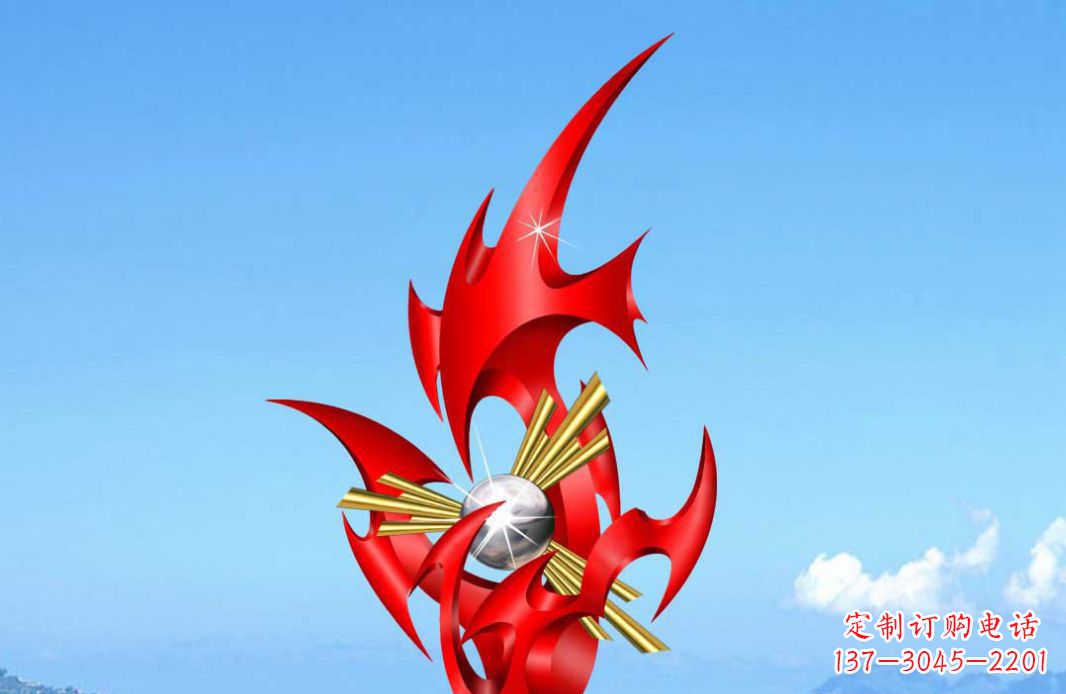 荆州不锈钢火苗抽象景观雕塑给城市添彩