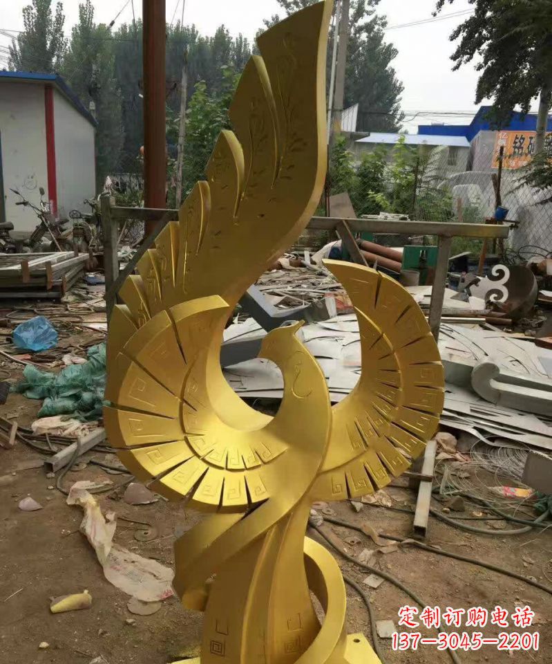 荆州不锈钢金凤凰雕塑