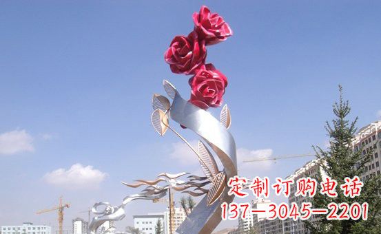 荆州不锈钢玫瑰花雕塑222