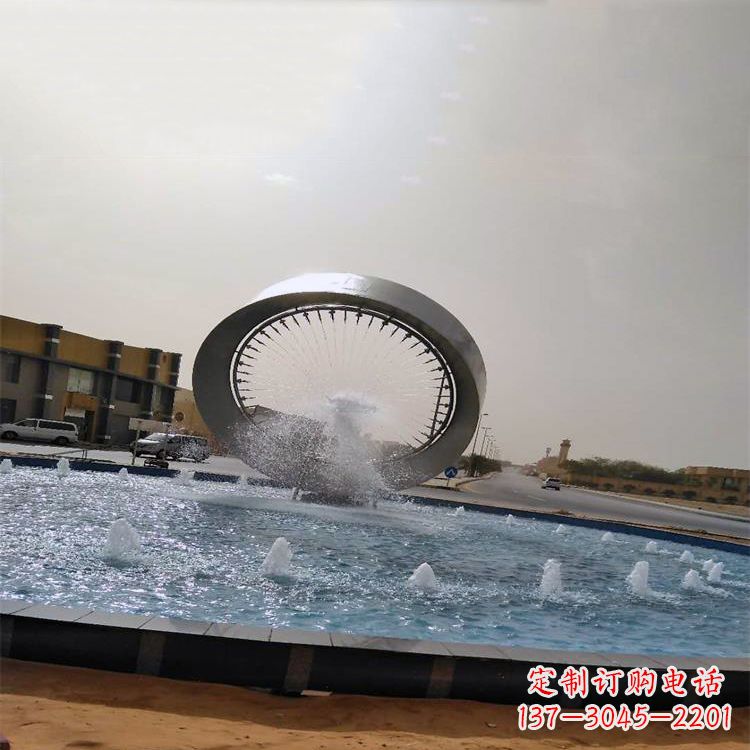 荆州不锈钢喷泉水景环形雕塑