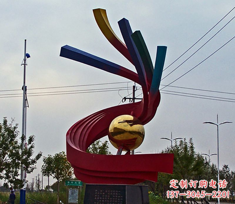 荆州不锈钢飘带雕塑艺术与自然的完美结合