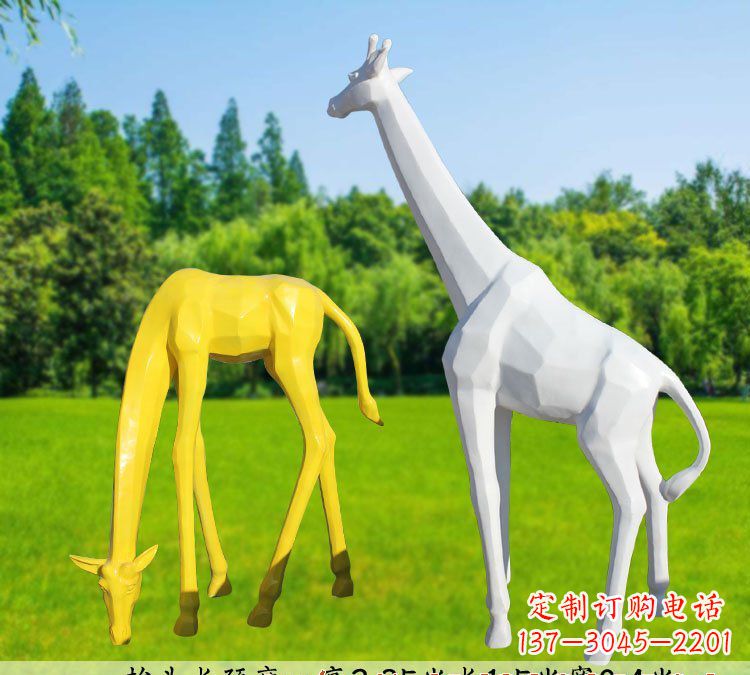 荆州不锈钢切面长颈鹿雕塑