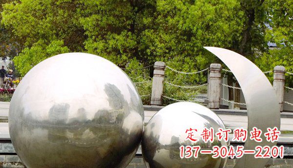 荆州不锈钢球形地球月亮雕塑精美的艺术之作
