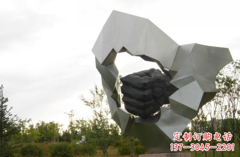 荆州不锈钢拳头雕塑雕刻象征勇气和力量