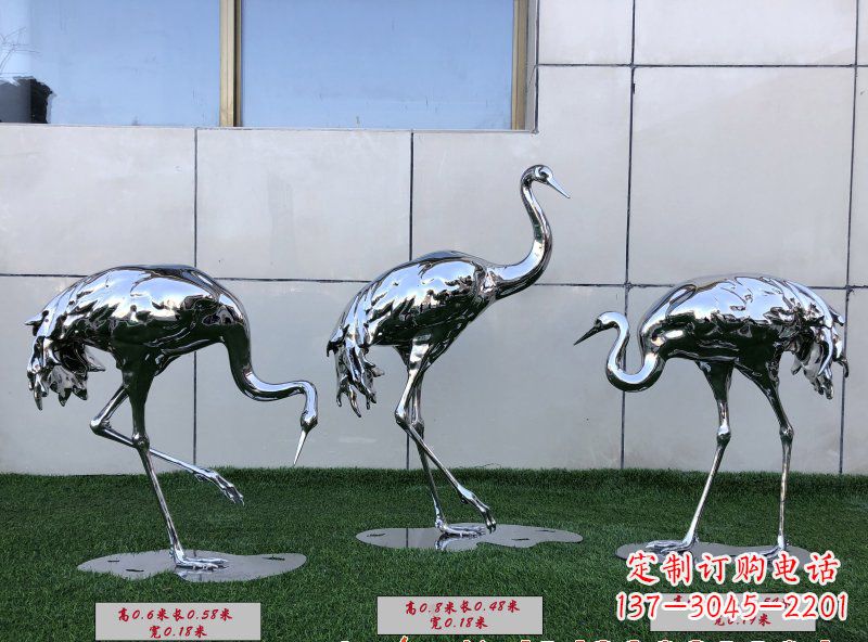 荆州不锈钢仙鹤雕塑传承中国古典美感