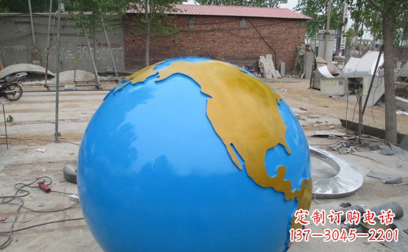 荆州不锈钢校园地球雕塑象征着全球友好