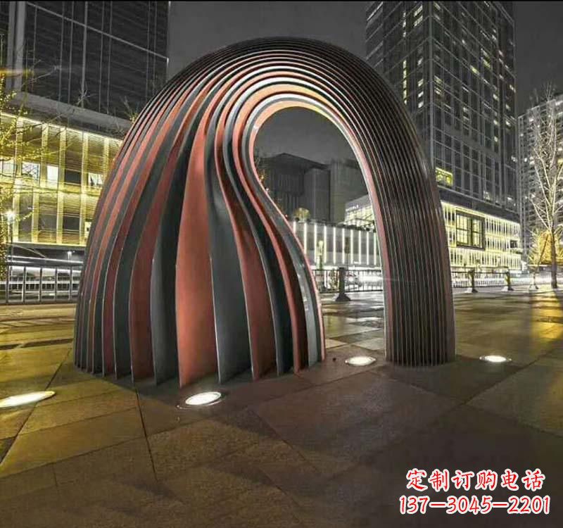 荆州不锈钢异形拱门雕塑精致古典风格
