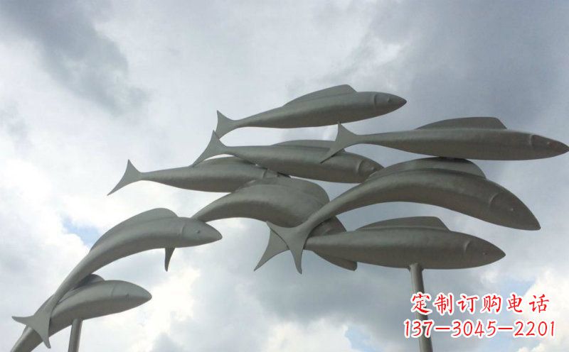 荆州不锈钢鱼群动物雕塑