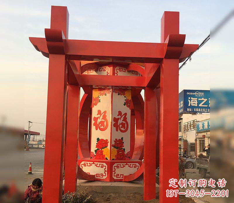 荆州不锈钢灯笼雕塑——点亮中国梦
