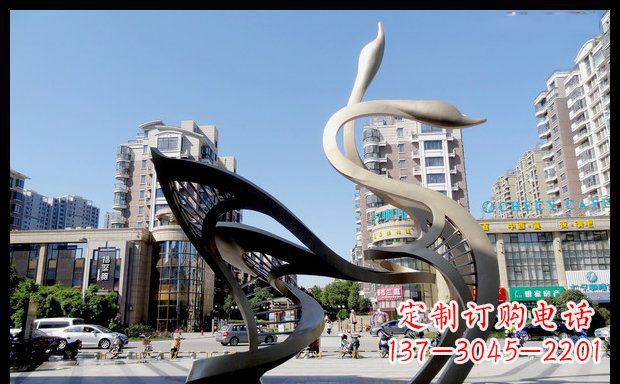 荆州城市凝聚的美丽不锈钢天鹅雕塑