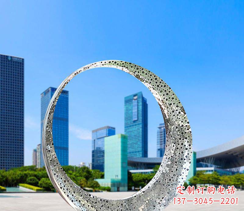 荆州城市不锈钢灯饰圆环景观雕塑