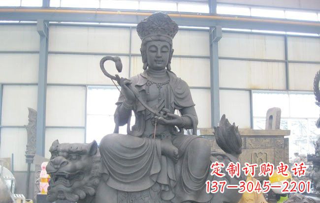 荆州文殊菩萨坐狮子雕塑