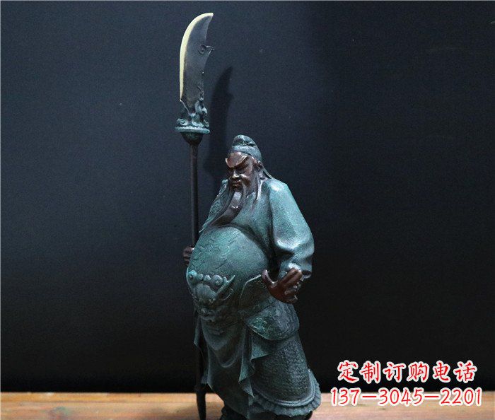 荆州玻璃钢仿铜关公雕塑