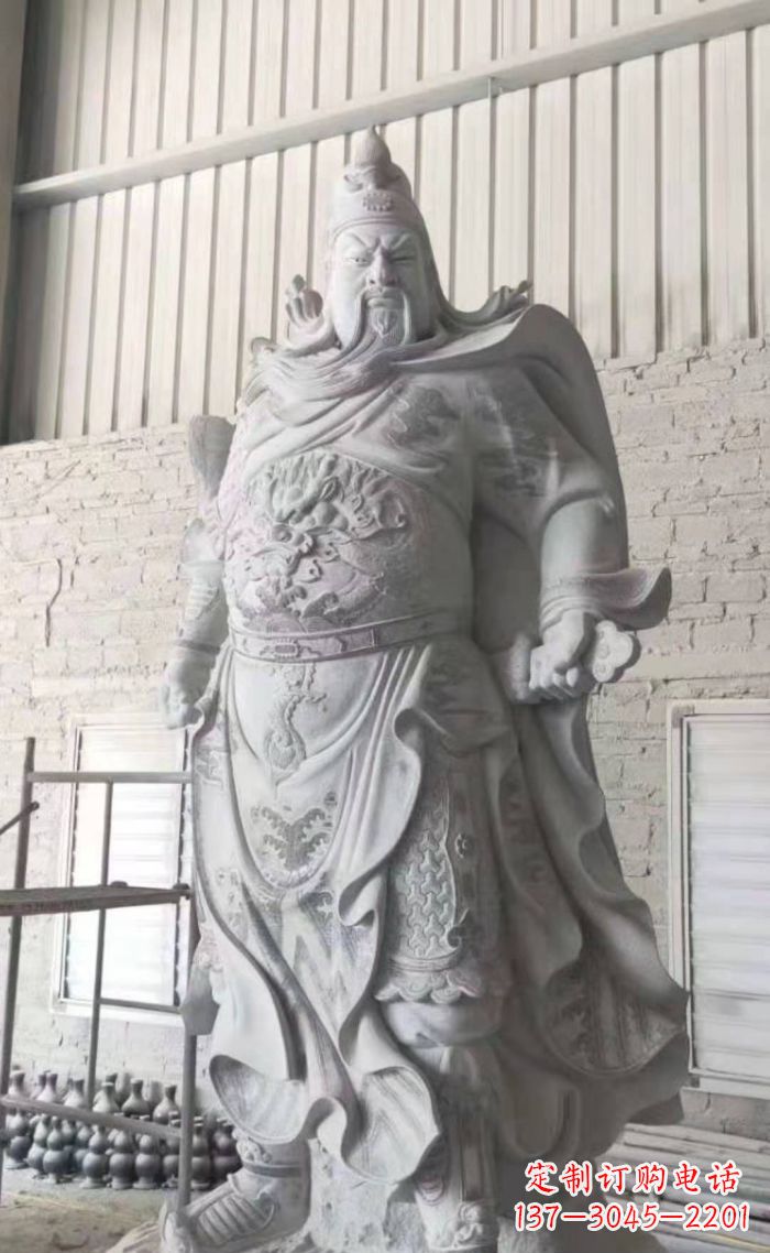 荆州大理石关公雕塑,精美绝伦
