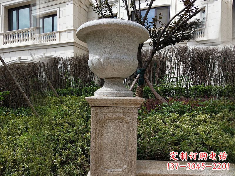 荆州大理石花钵小区花盆石雕艺术品