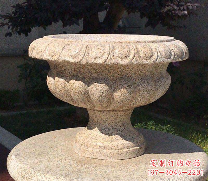 荆州大理石花钵公园花盆石雕