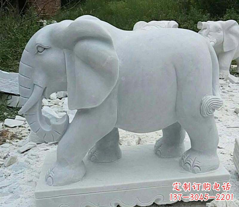 荆州精雕细琢的大理石大象雕塑