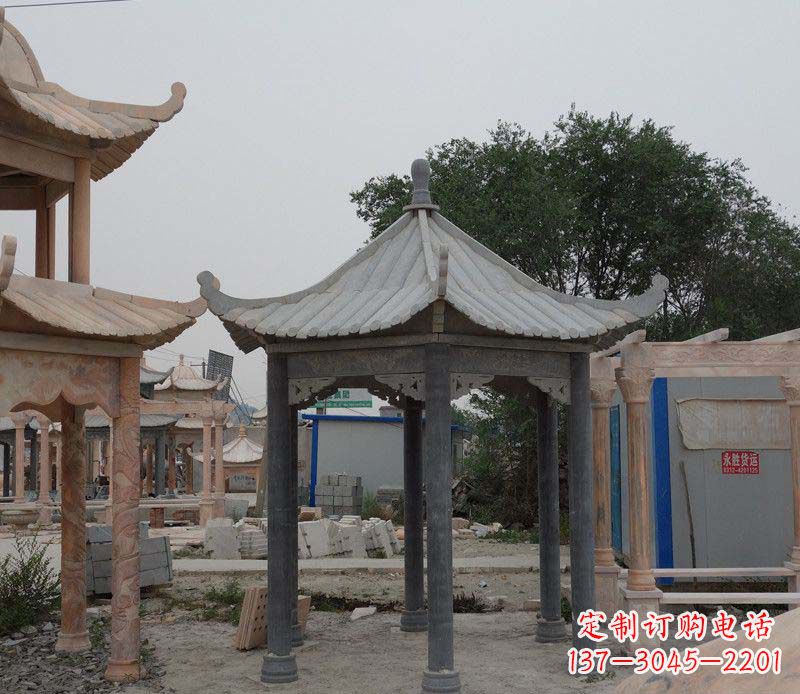 荆州大理石六角凉亭公园石雕 (2)
