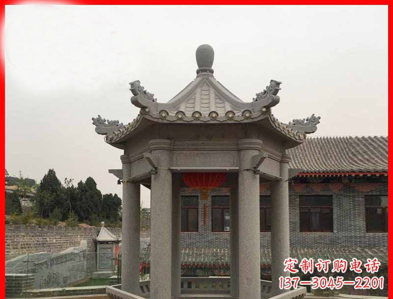 荆州大理石六角凉亭公园石雕 (4)