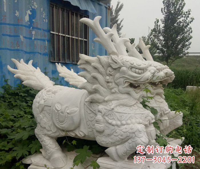 荆州精美的大理石麒麟雕塑